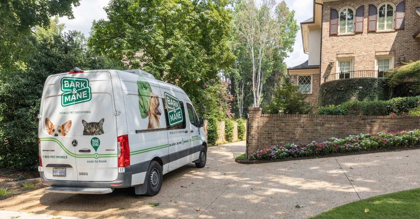 Ace The Golden Doodle - van at his home